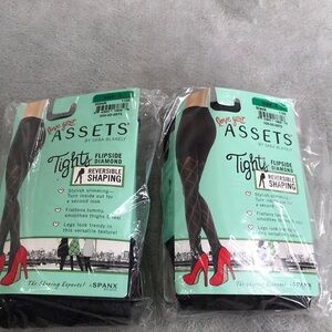 2 Pairs Love yor Assets Reversible Tights Black Size 3 New